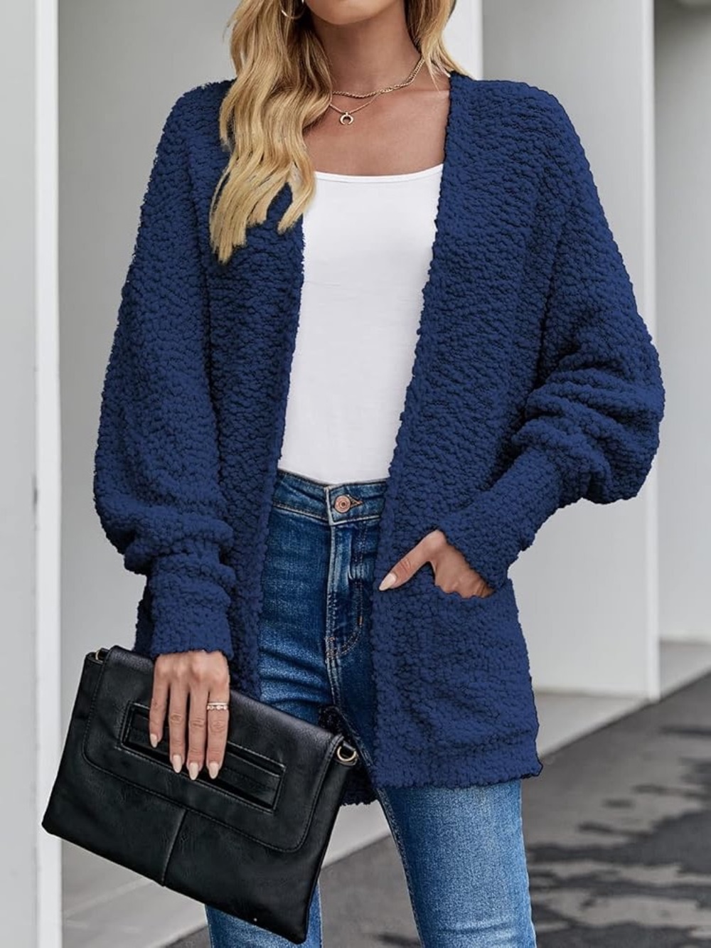 Merokeety Women’s Long Sleeve Soft Chunky Knit Sweater Open Front Cardigan